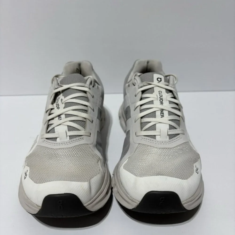 On Women’s Cloudrunner, White/Frost Running Shoes, Size 7 M